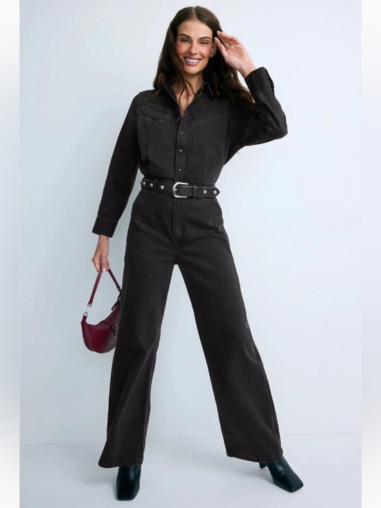Levi's Pants - Levi’s Rinoa Wide-Leg Long Sleeve Black Denim Jean Boiler Jumpsuit NWT
